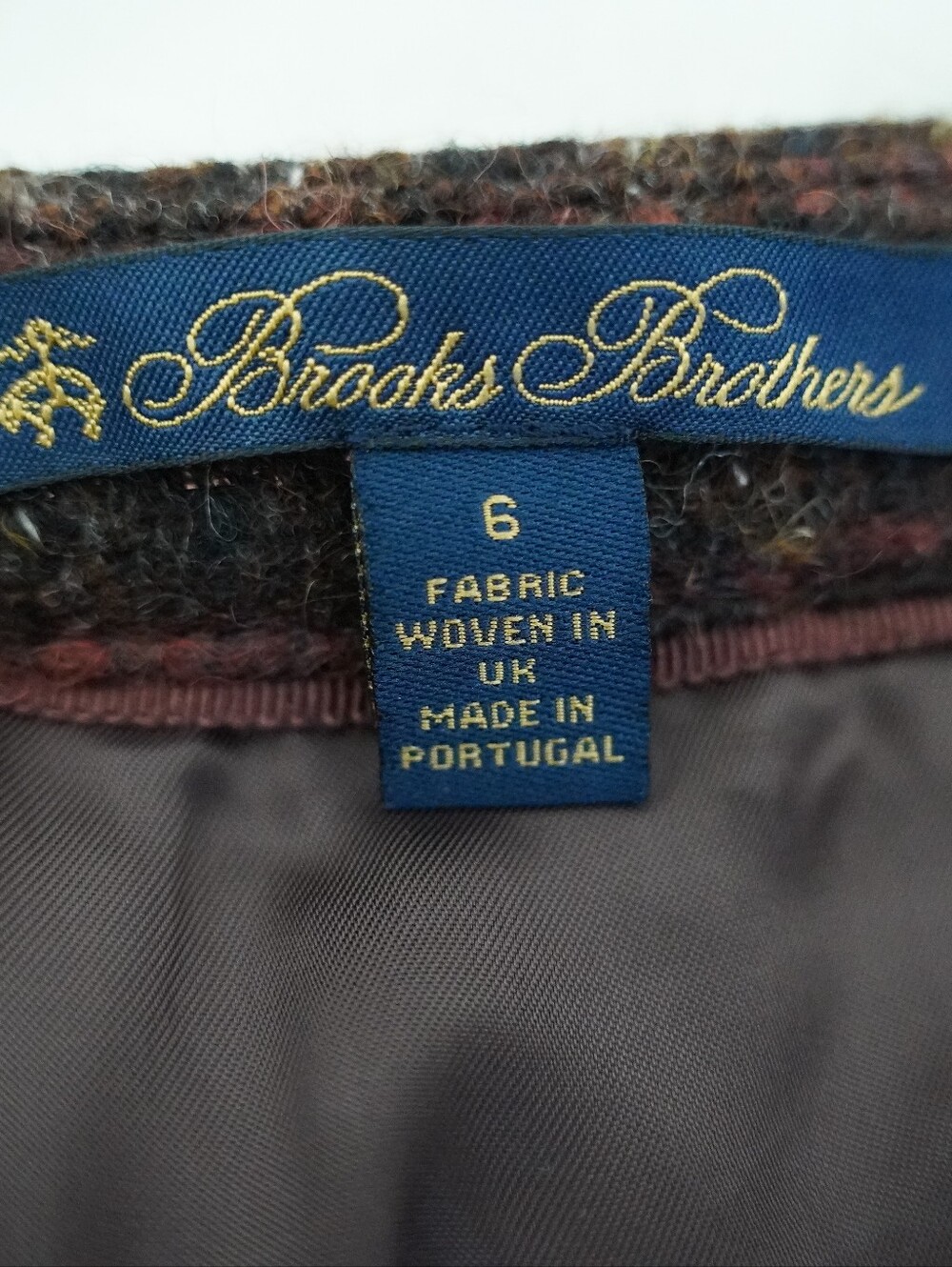 Brooks Brothers Moon British Tweed Wool Blend A-Line Skirt Brown Size 6 - Picture 10 of 11